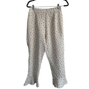 Tiger Mist White Cherry All Over Novelty Print Pants Size S Cropped Ruffle